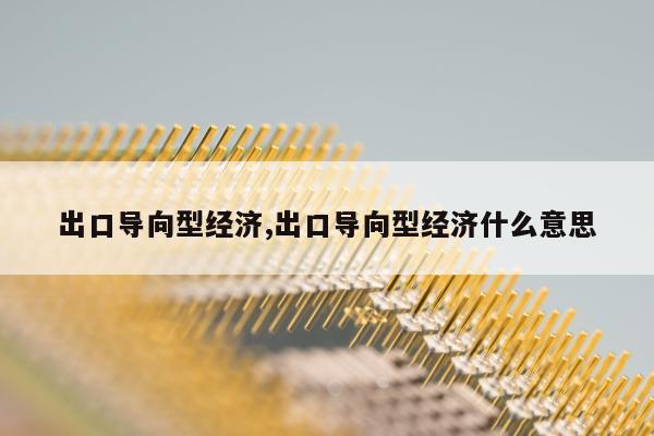 出口导向型经济,出口导向型经济什么意思