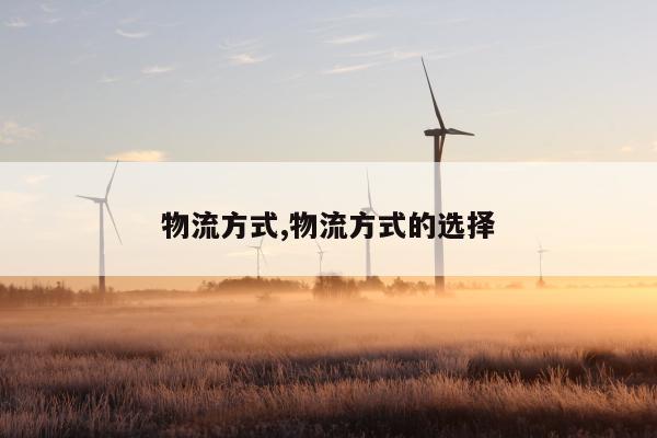 物流方式,物流方式的选择