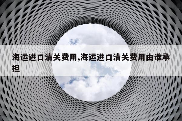 海运进口清关费用,海运进口清关费用由谁承担