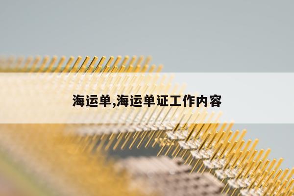 海运单,海运单证工作内容